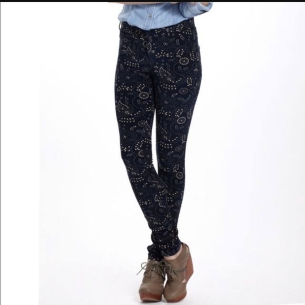 Pilcro Letterpress Anthropology Corduroy Floral Boho Print Skinny Pants Sz 30